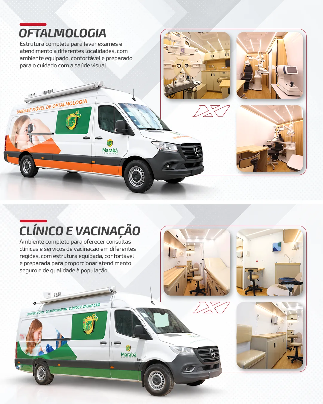 Oftalmologia móvel e unidade clínico e vacinação da Eco X